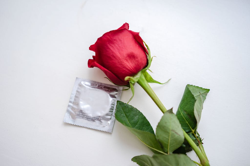 Red Rose on White Surface